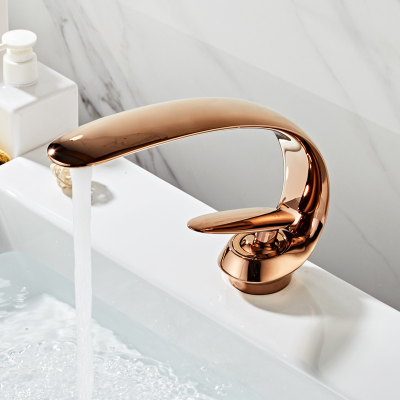 Basin Mixer Tap - Bateria łazienkowa w kolorze różowego złota,