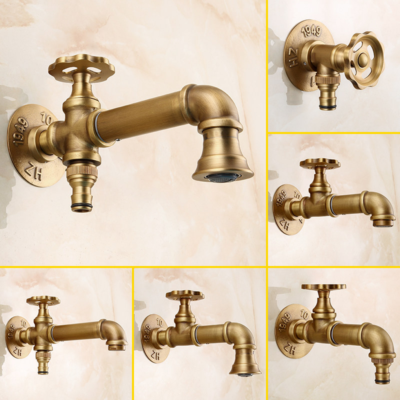Basin Mixer Tap - Mosiężny kran do pralki, antyczny, zewnętrzny,